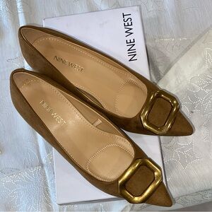 Nine West Brown Flats with Gold Accent